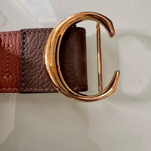 Chloe Gold Buckle Brown Leather Belt